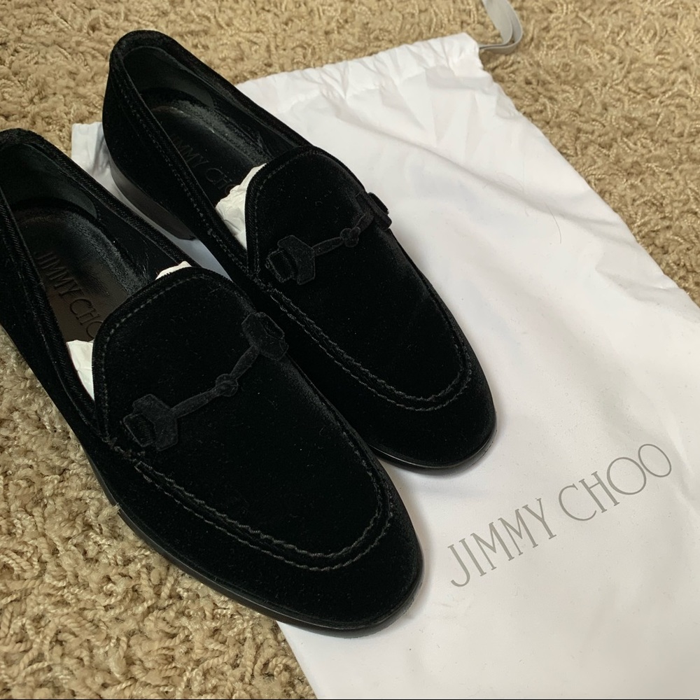 Jimmy Choo Marti Velvet Loafers in Black